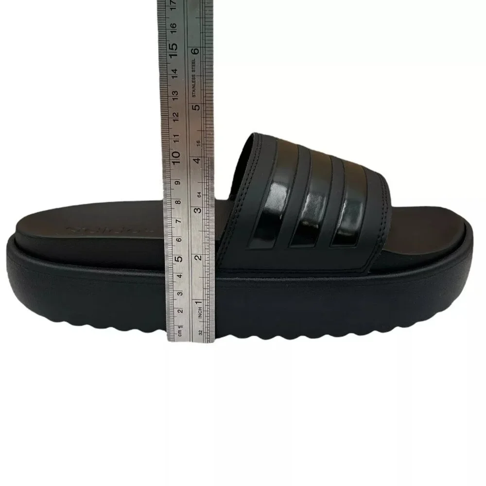 adidas Adilette Platform‎ Slide Sandals Women's Size 8-9 Black - Comfort & Style